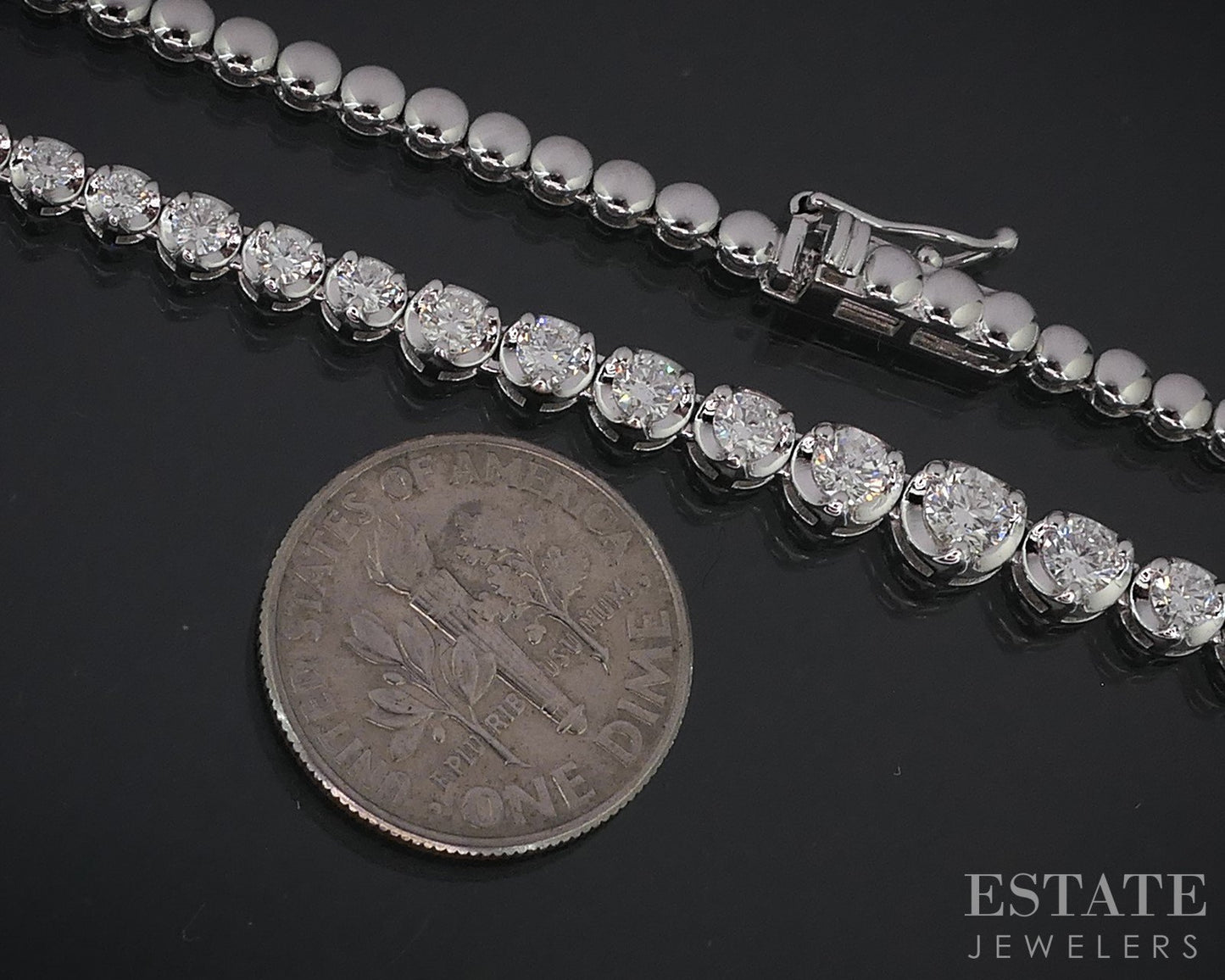 18k White Gold Round Natural 2.77ctw Diamond Tennis Necklace 16.6g i18490