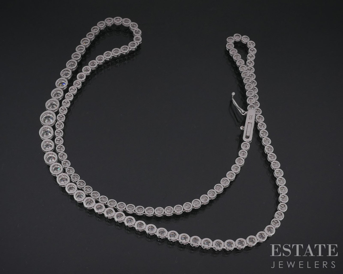 18k White Gold Round Natural 2.77ctw Diamond Tennis Necklace 16.6g i18490