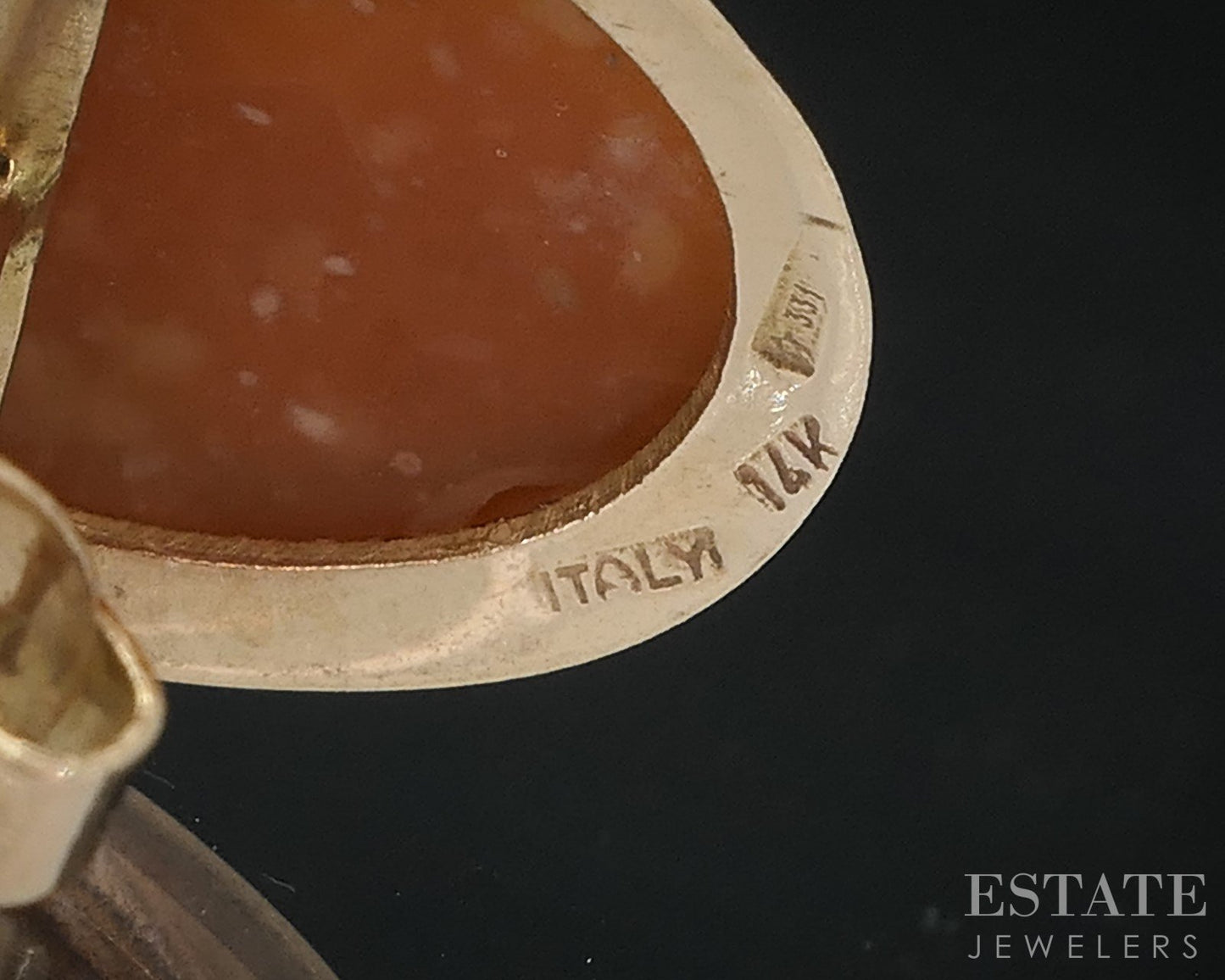 Vintage 14k Yellow Gold Natural Cameo Stud Ladies Earrings 3.3g i18481