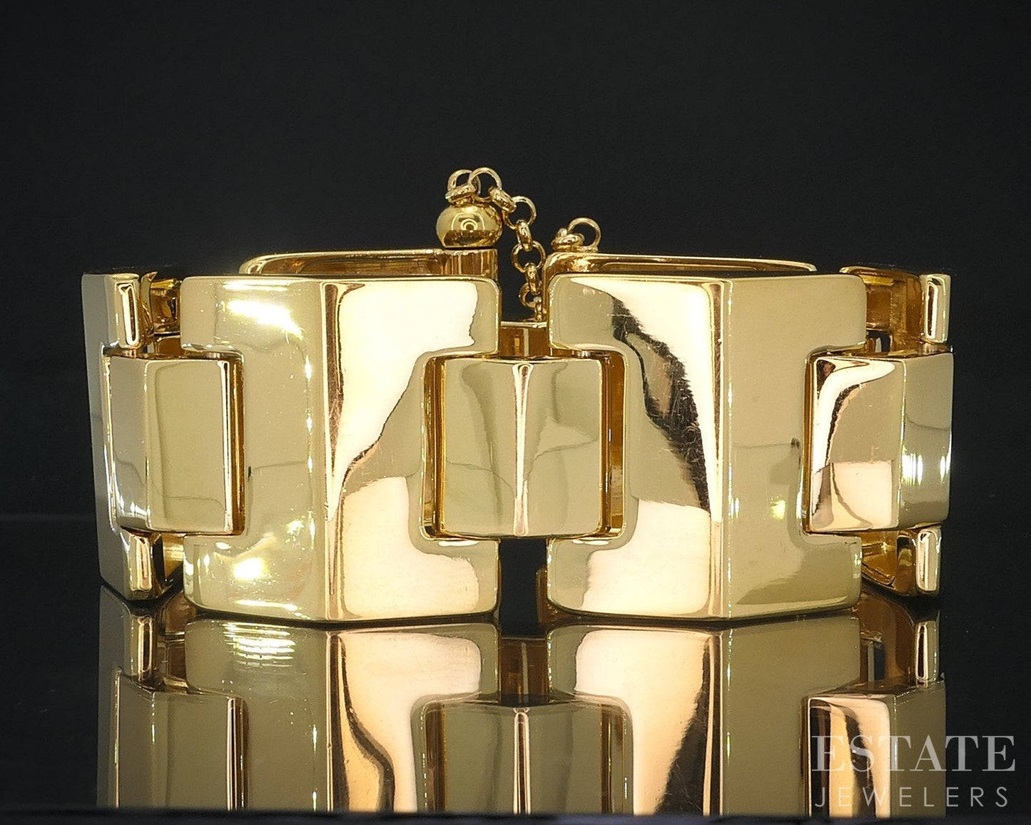 Vintage Gold Tone GUCCI Large Panel Link Ladies Bracelet 8"L i18476