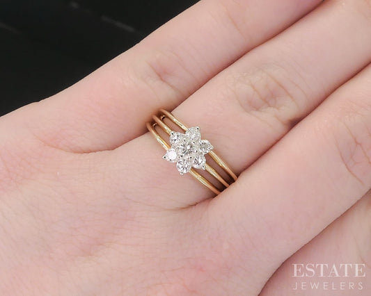 14k Yellow Gold Round Natural .30ctw Diamond Cluster Band Ring 3.8g i18489