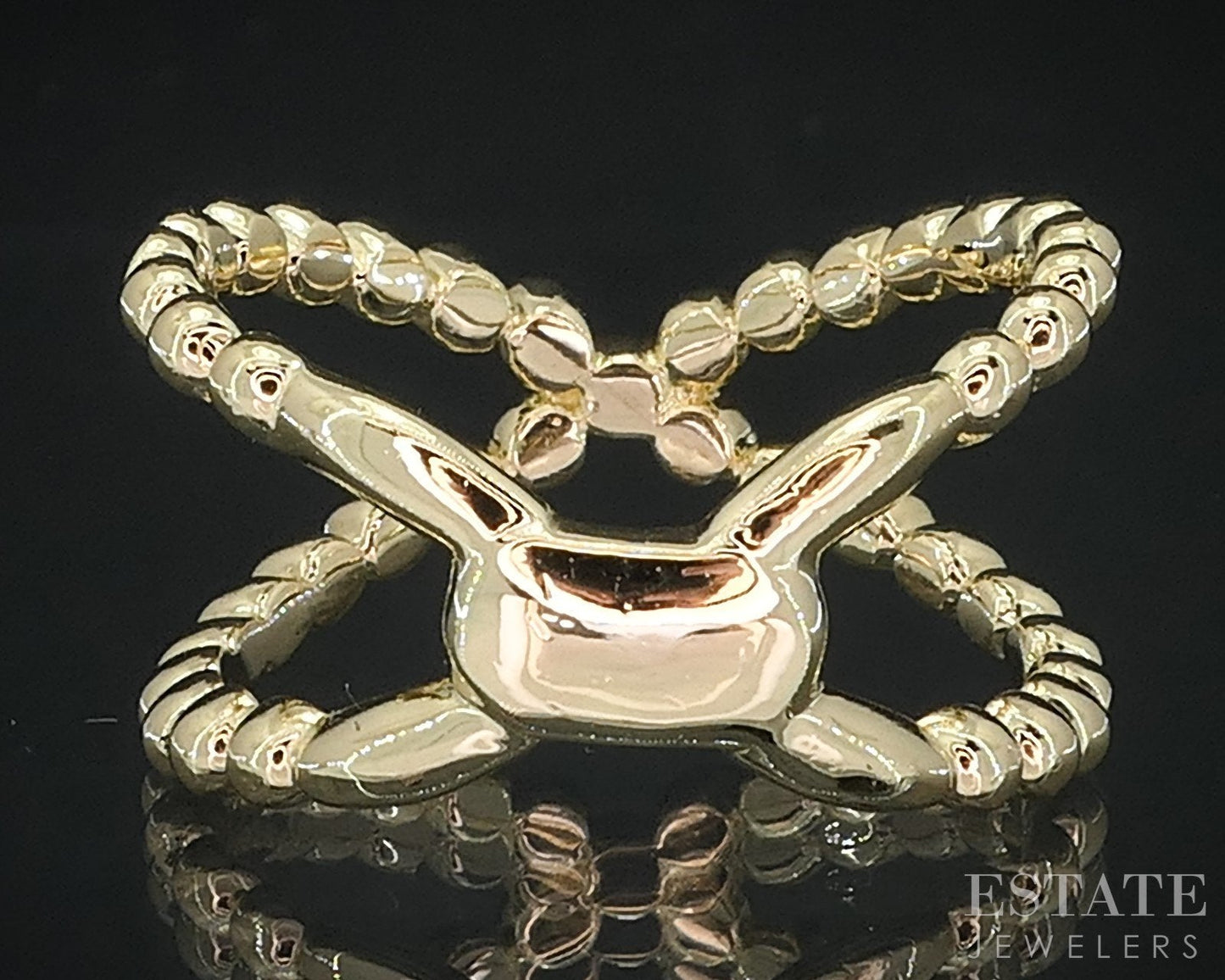 18k Yellow Gold Lagos Caviar Natural .33ctw Diamond X Band Ring 6.3g i18467