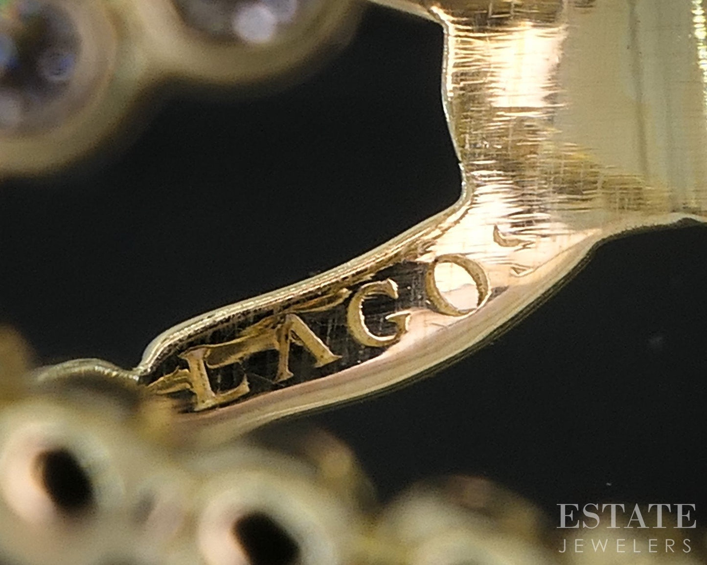 18k Yellow Gold Lagos Caviar Natural .33ctw Diamond X Band Ring 6.3g i18467