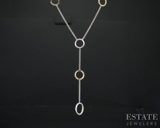 18k / Sterling Tiffany & Co. Alternating Circle Lariat Necklace 6.3g 16"L i18469