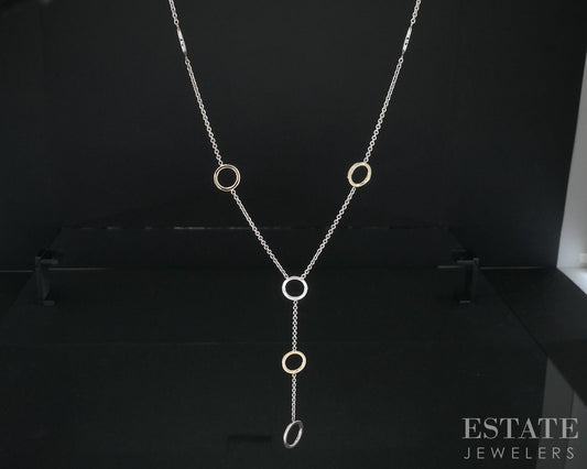 18k / Sterling Tiffany & Co. Alternating Circle Lariat Necklace 6.3g 16"L i18469