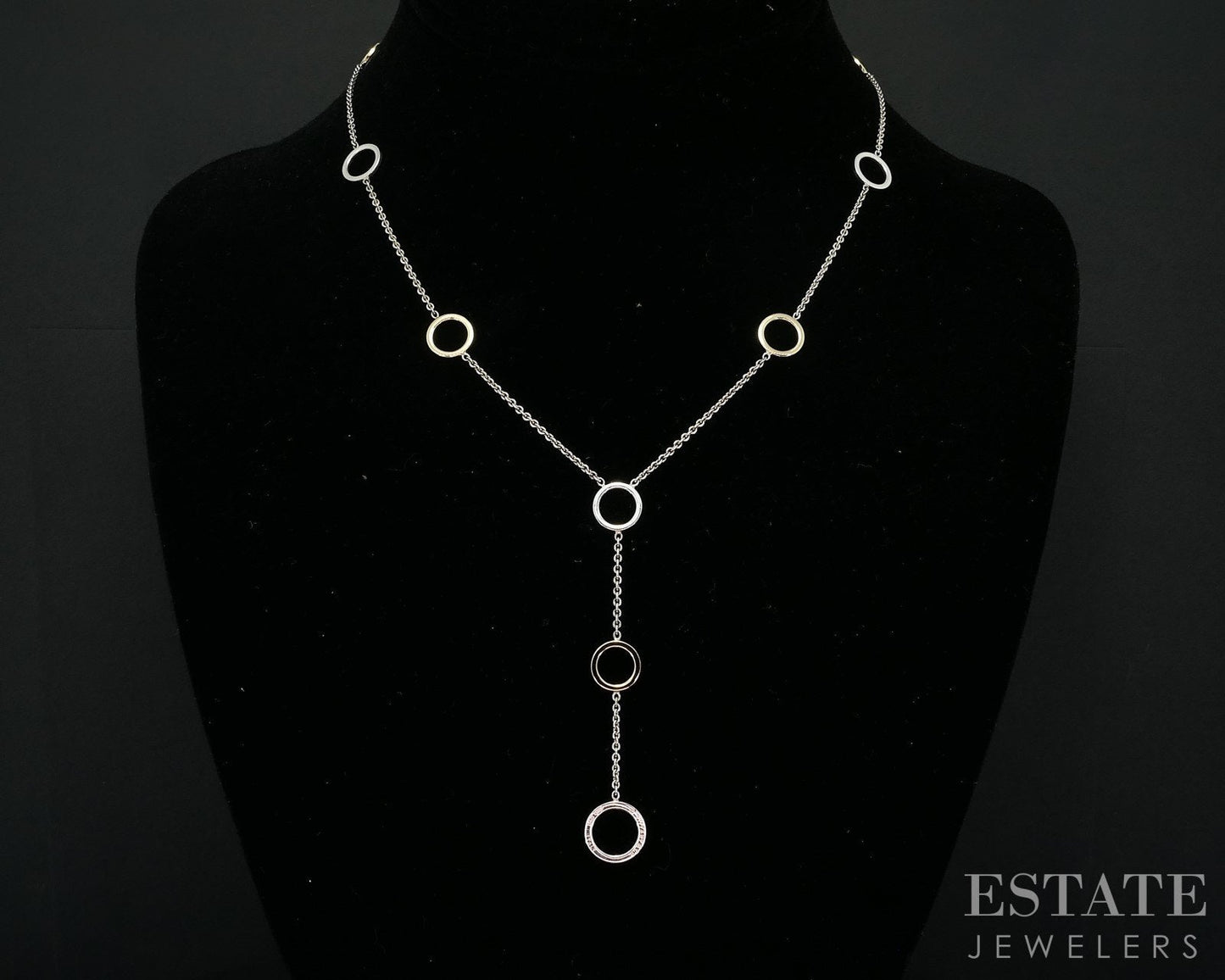 18k / Sterling Tiffany & Co. Alternating Circle Lariat Necklace 6.3g 16"L i18469