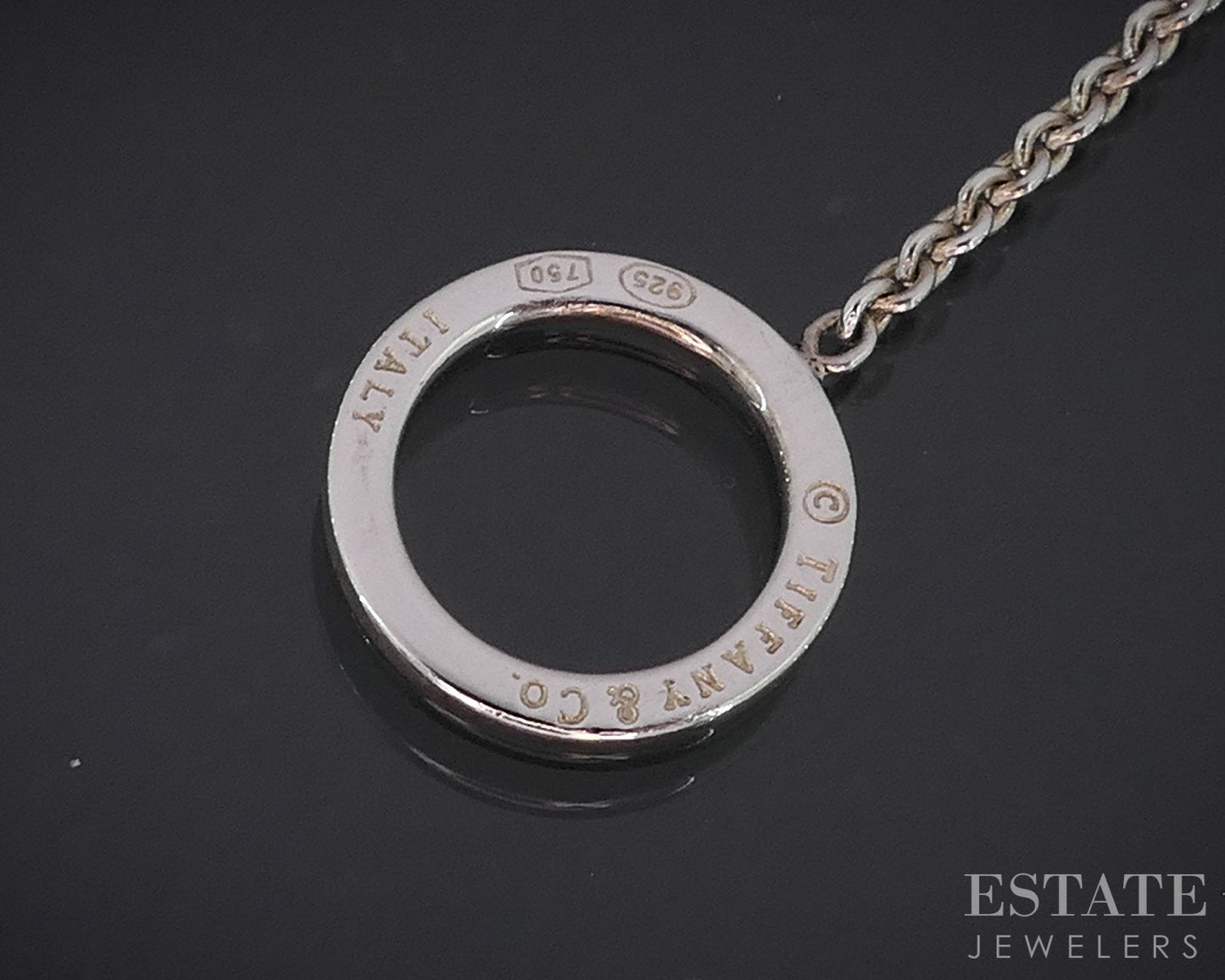 18k / Sterling Tiffany & Co. Alternating Circle Lariat Necklace 6.3g 16"L i18469