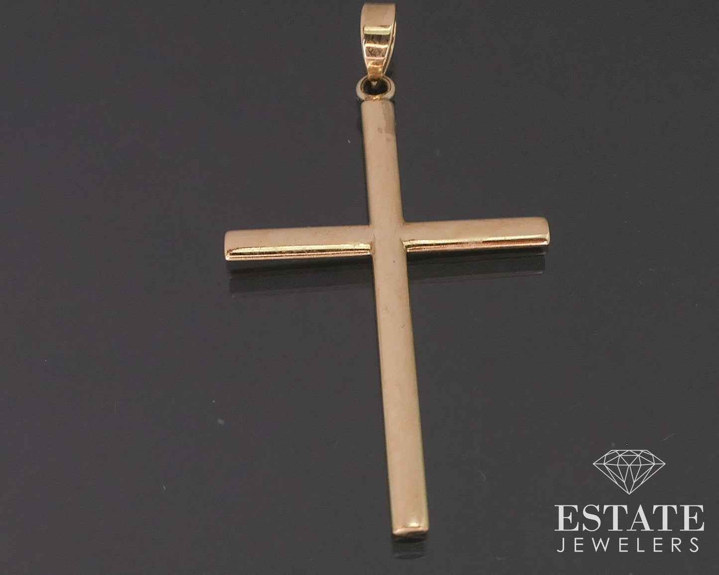 Vintage 18k Yellow Gold Smooth Cross Puffy Ladies Pendant 2.7g i18500b