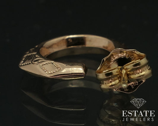 Vintage 14k Yellow Gold Engraved Hoop Ladies Earrings i18505b