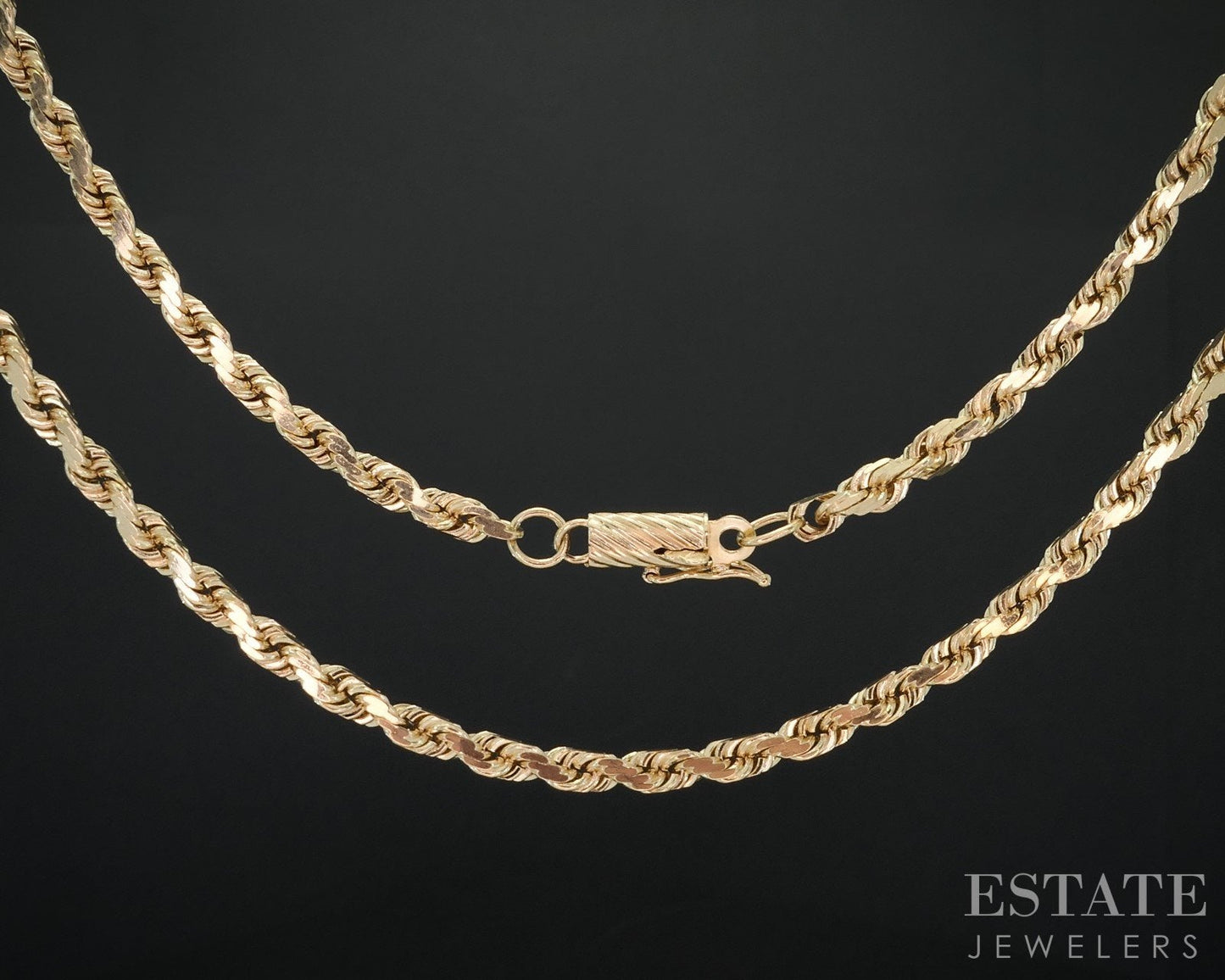 14k Yellow Gold 3.5mm Diamond Cut Rope Chain Link Mens Bracelet 24g 24"L i18522b
