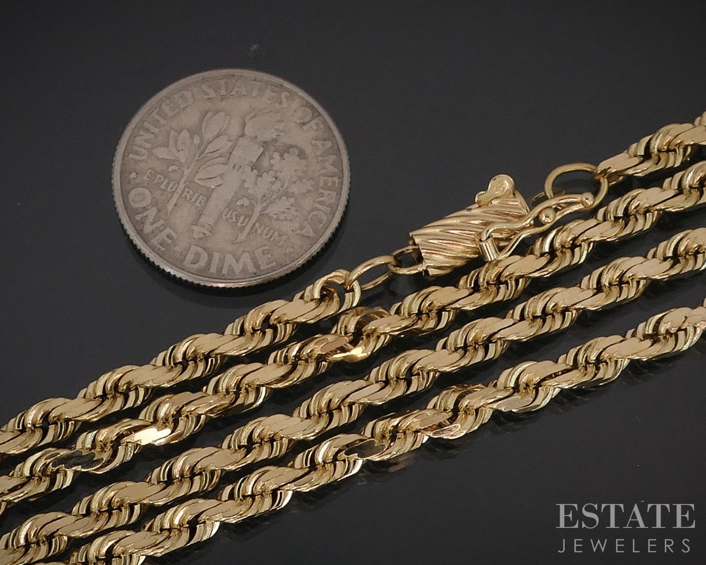 14k Yellow Gold 3.5mm Diamond Cut Rope Chain Link Mens Bracelet 24g 24"L i18522b