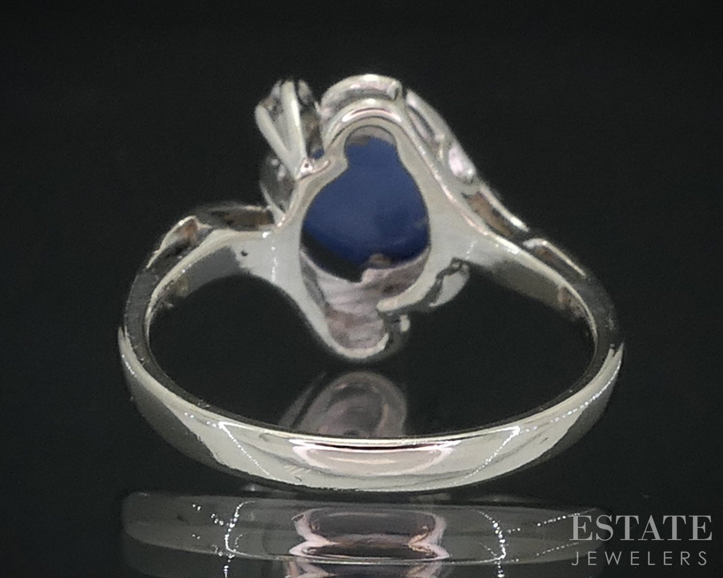 14k White Gold Linde Blue Sapphire & Diamond Ladies Bypass Ring 3g i18529b