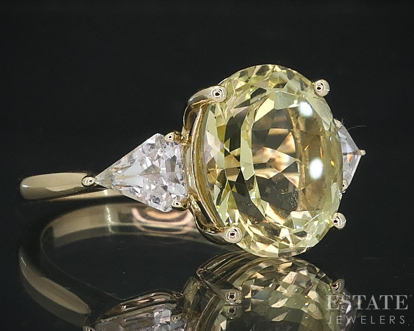 14k Yellow Gold EFFY Natural Yellow & White Topaz Ladies Ring 4.3g i18518b