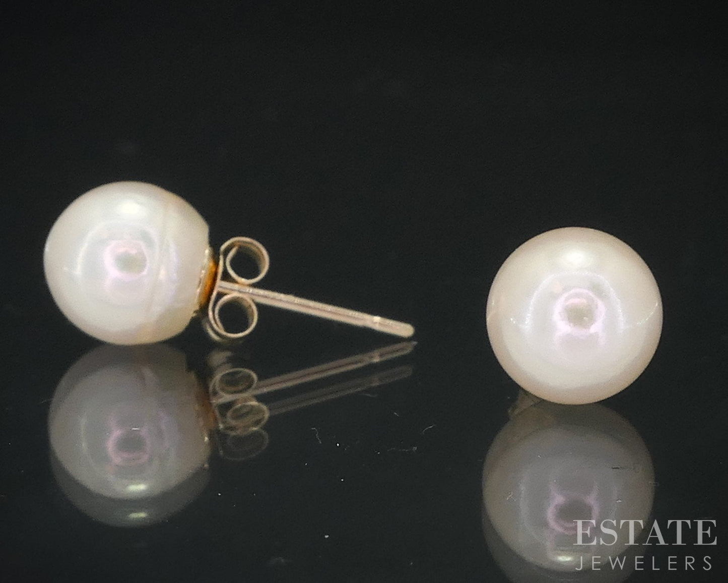 14k Yellow Gold 8mm Cultured Pearl Stud Ladies Earrings i18535b