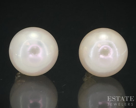 14k Yellow Gold 8mm Cultured Pearl Stud Ladies Earrings i18535b