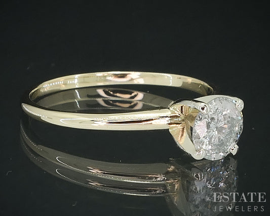 14k Yellow Gold Round Natural .75ct Diamond Solitaire Engagement Ring 2g i18103