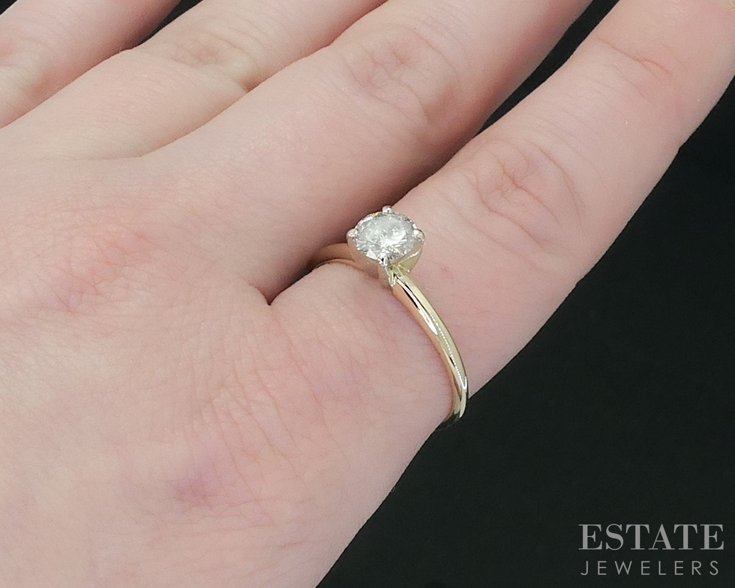 14k Yellow Gold Round Natural .75ct Diamond Solitaire Engagement Ring 2g i18103