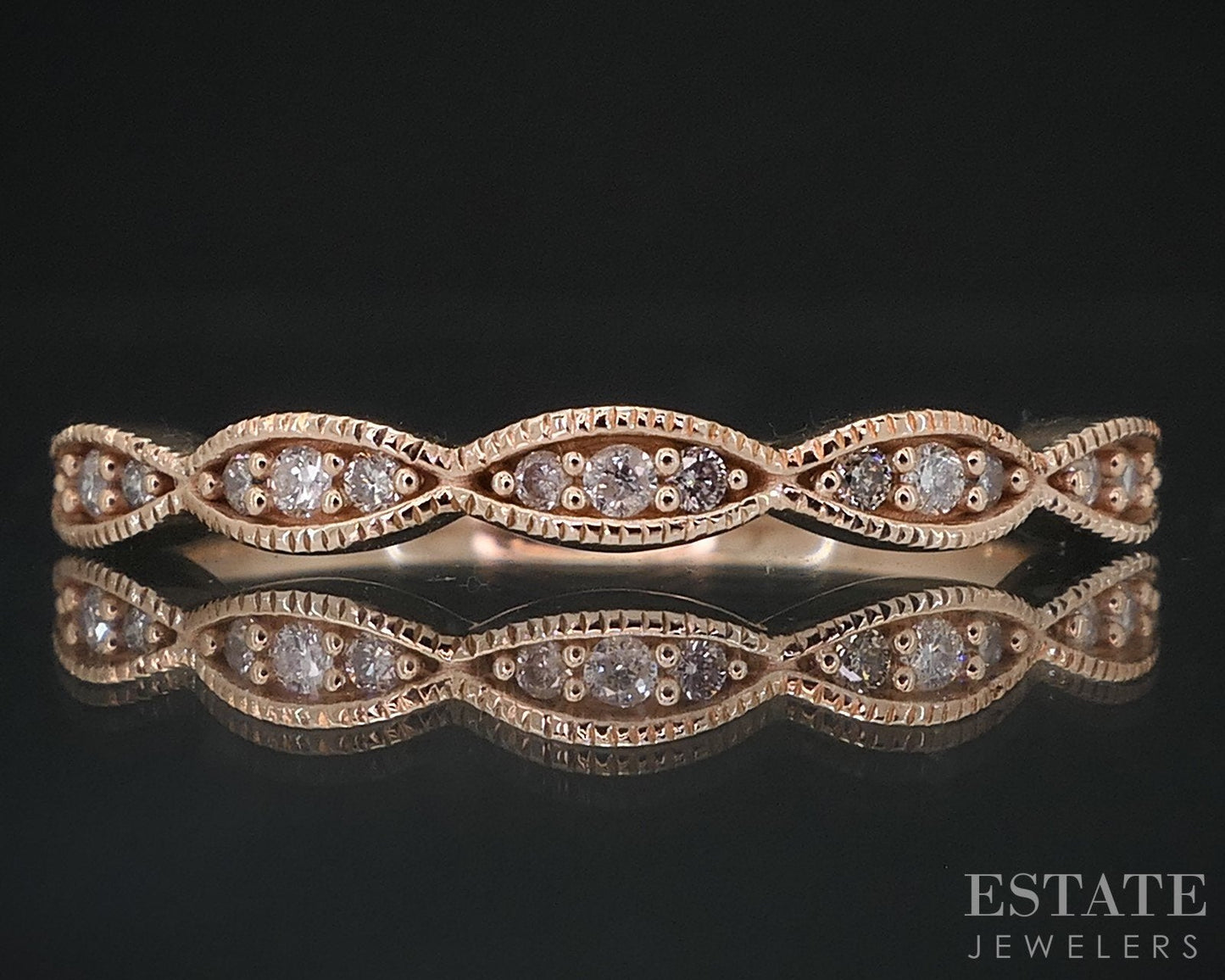 10k Rose Gold Natural .10ctw Diamond Ladies Wedding Band 1.6g i18523b