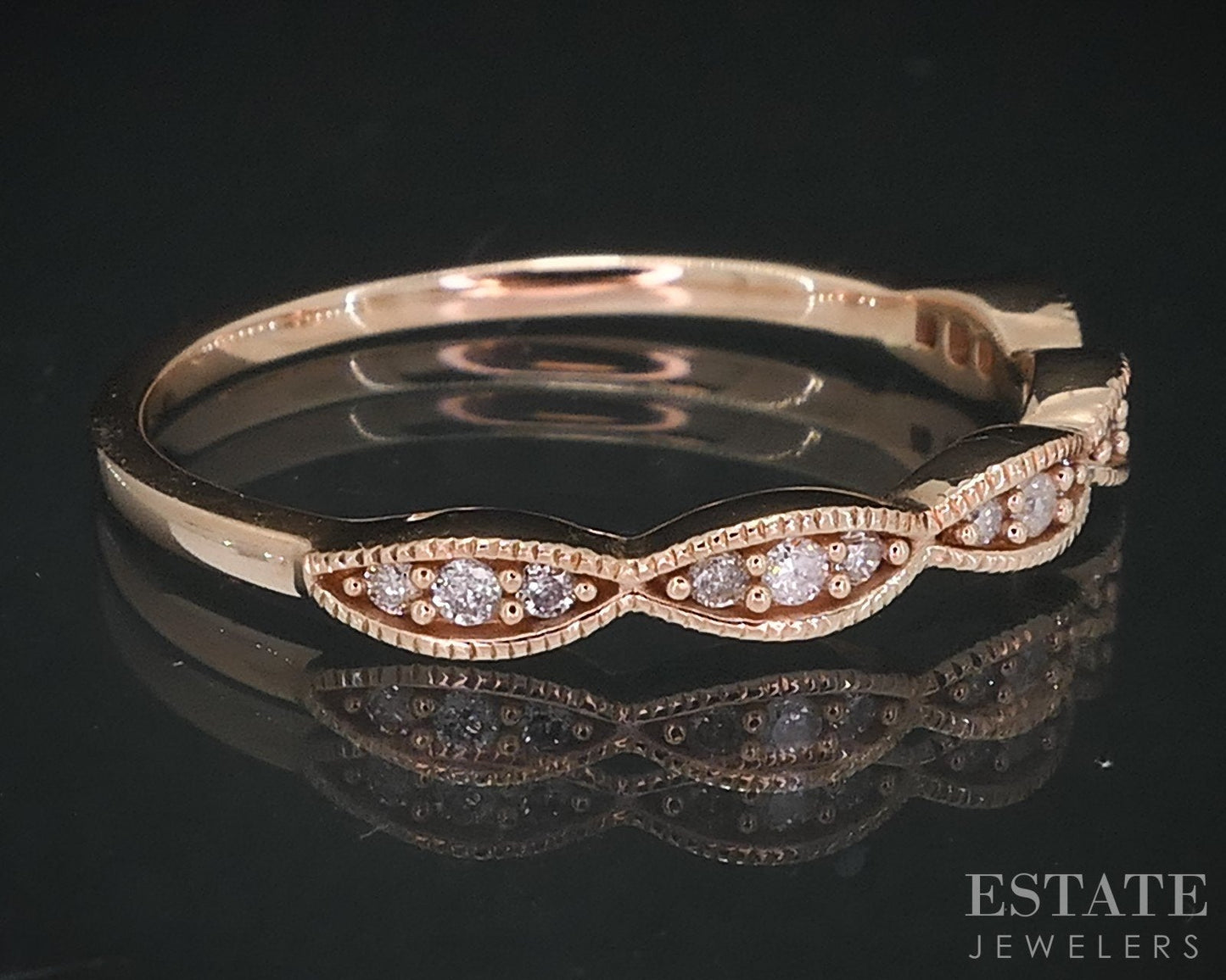 10k Rose Gold Natural .10ctw Diamond Ladies Wedding Band 1.6g i18523b