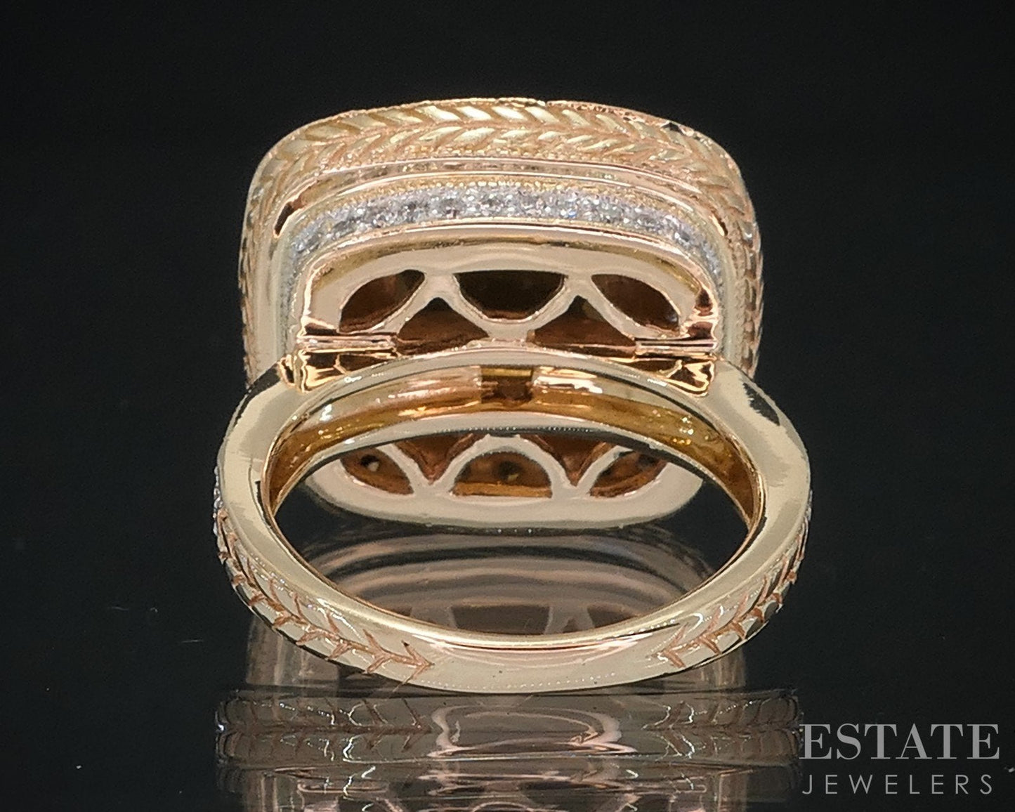 14k Honey Gold LeVian Cushion Natural Citrine & Diamond Ladies Ring 8.7g i18563