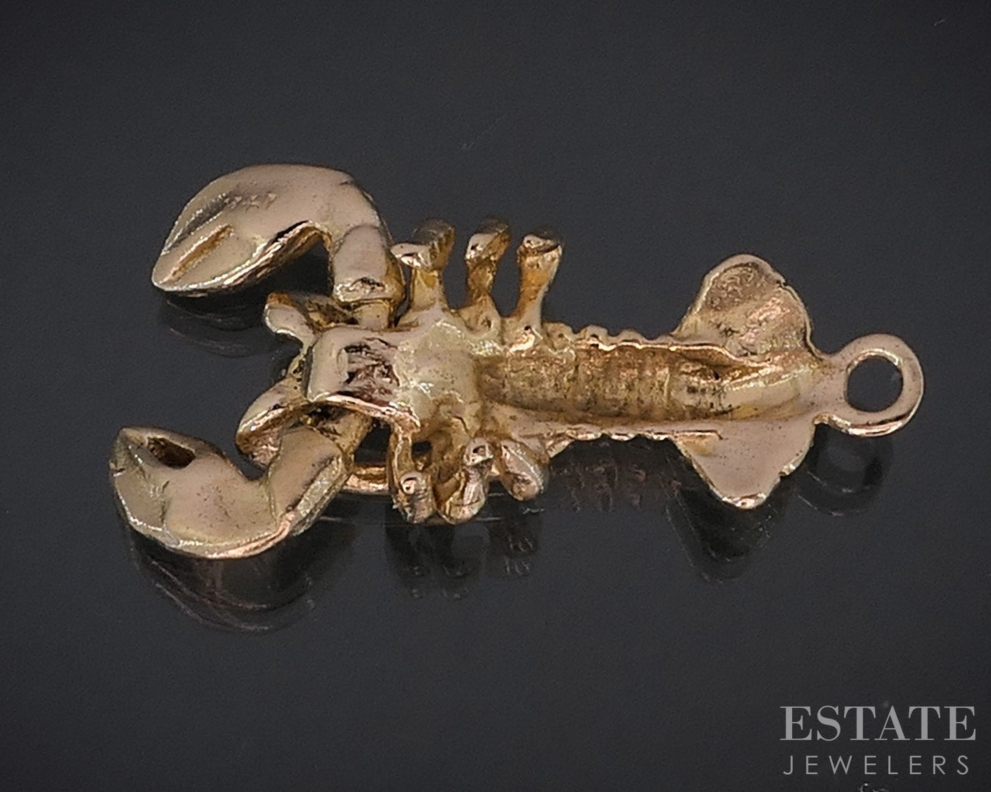 14k Yellow Gold Dimensional Lobster Movable Charm Pendant 3.2g i18559