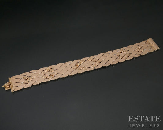 18k Yellow Gold Depositato 20mm Scale Floral Link Bracelet 35.8g 7.75"L i18543