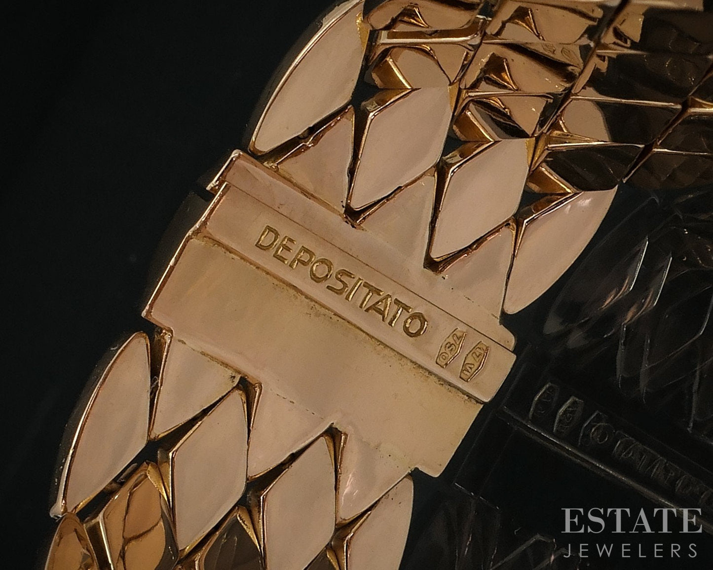 18k Yellow Gold Depositato 20mm Scale Floral Link Bracelet 35.8g 7.75"L i18543