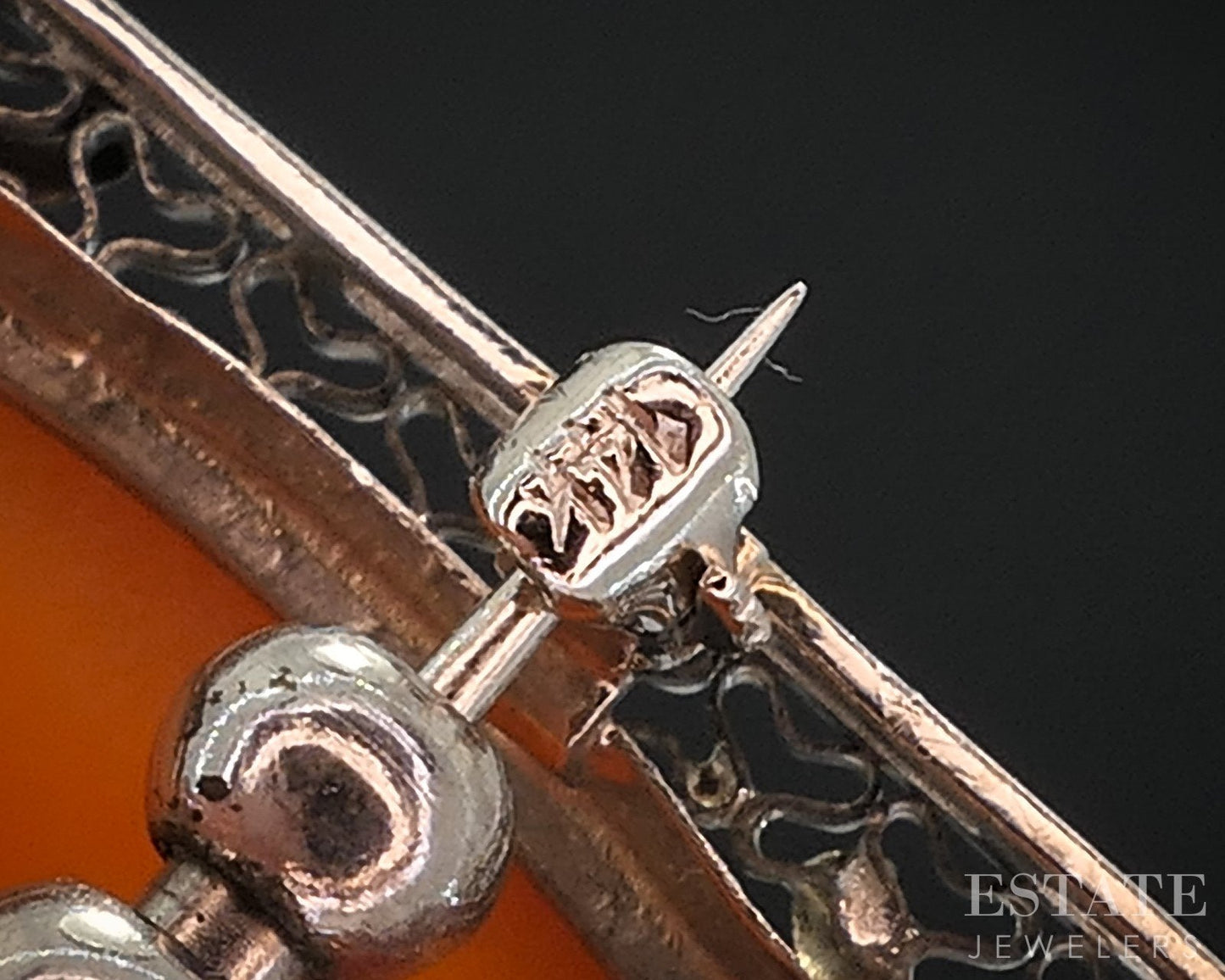 Antique 14k White Gold Filigree Diamond Cameo Pin Pendant 12.7g i18546