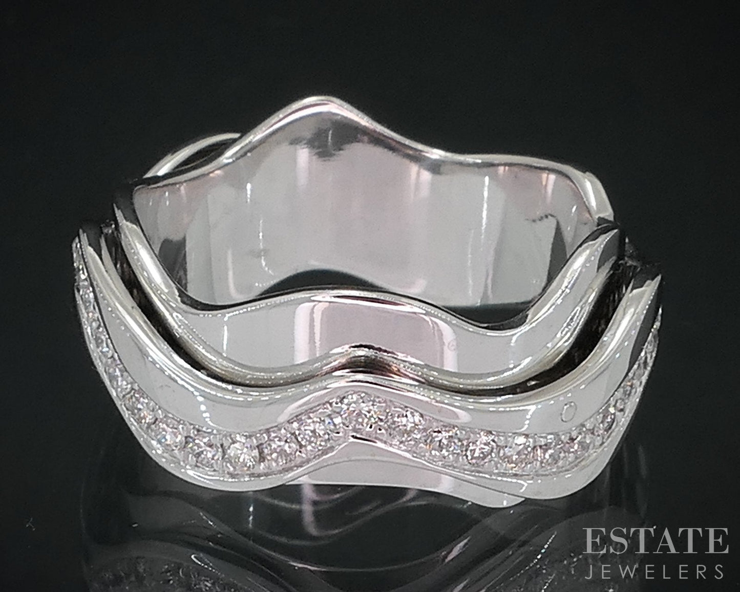 Vintage 18k White Gold Natural 1.20ctw Diamond Spinner Eternity Band 9.5g i18549