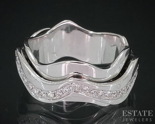 Vintage 18k White Gold Natural 1.20ctw Diamond Spinner Eternity Band 9.5g i18549