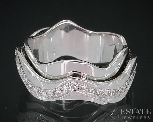 Vintage 18k White Gold Natural 1.20ctw Diamond Spinner Eternity Band 9.5g i18549