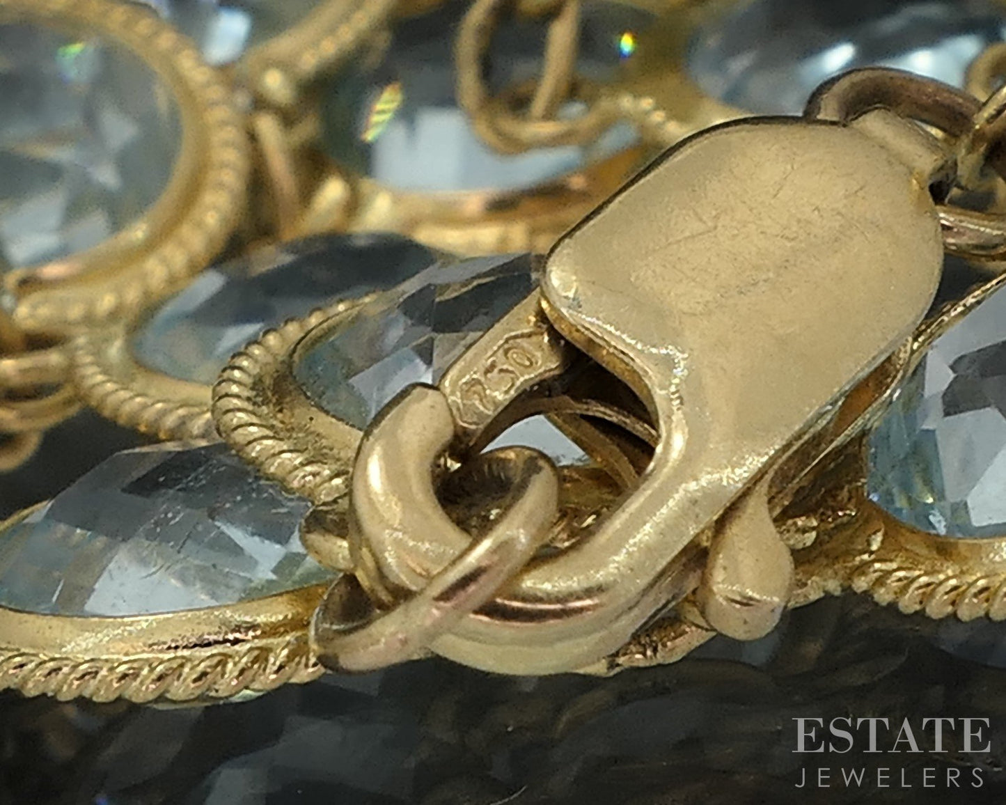 18k Yellow Gold 5mm Natural Blue Topaz Long Ladies Necklace 25g 33"L i18573