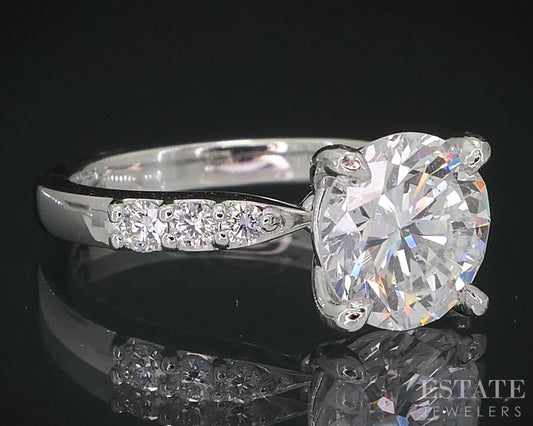 Mid Century Platinum GIA Round Natural 2.05ct Diamond Engagement Ring 6g p77569