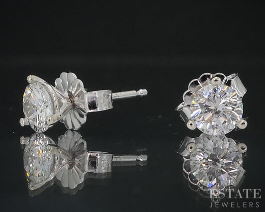 14k White Gold Round Natural .71ctw Diamond Martini Stud Earrings i18583