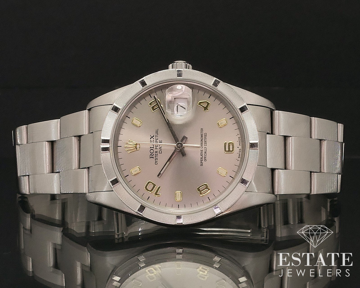 Rolex Oyster Perpetual Date Stainless 15200 Engine Bezel Mens Watch i17537