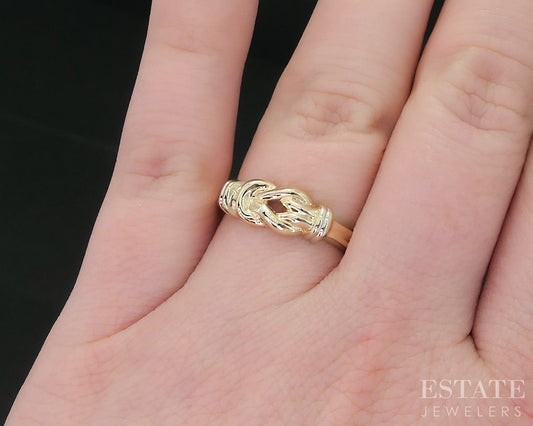 14k Yellow Gold Love Knot Ladies Band Ring 1.9g i18609b