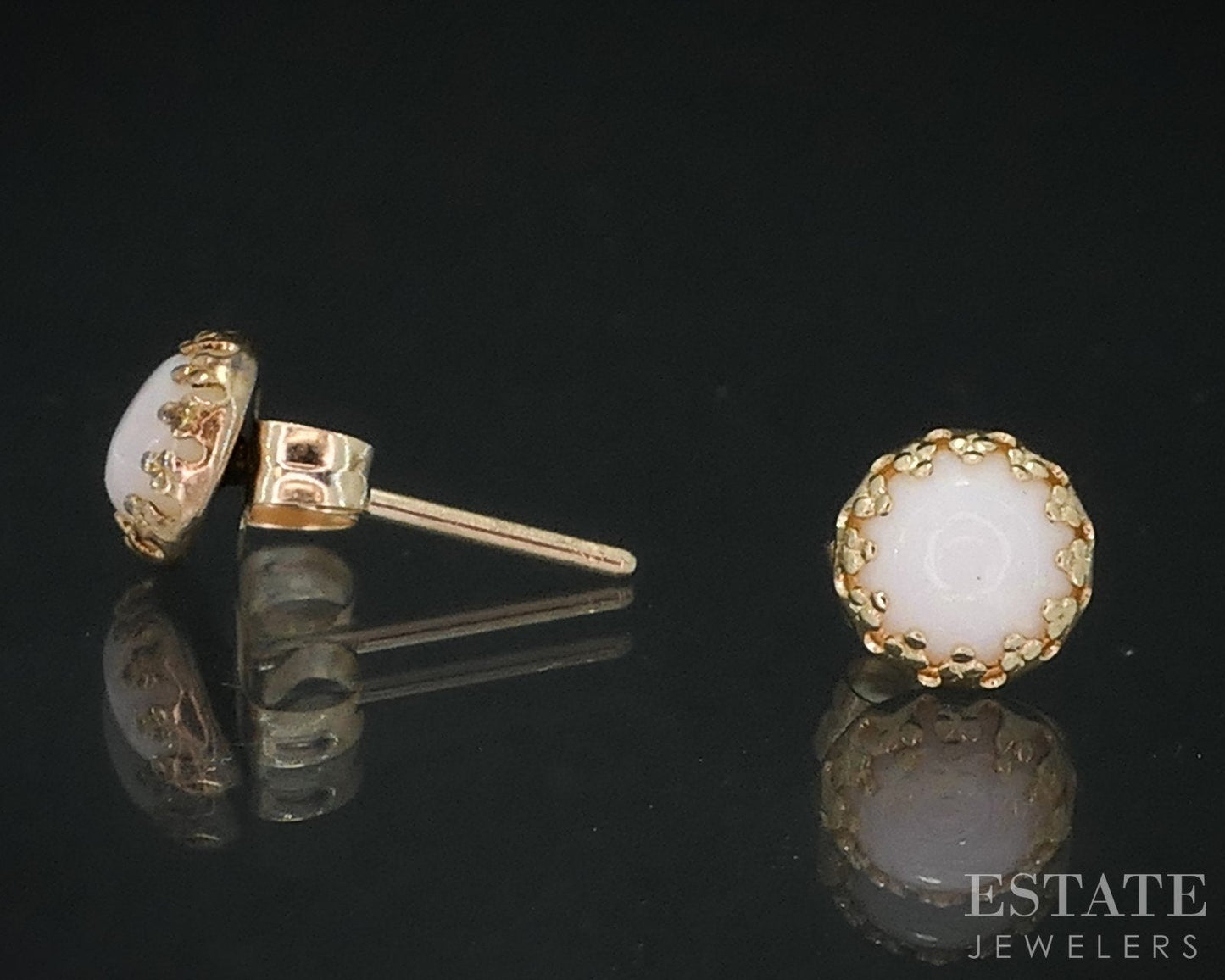 14k Yellow Gold Natural Opal Stud Earrings i18608b
