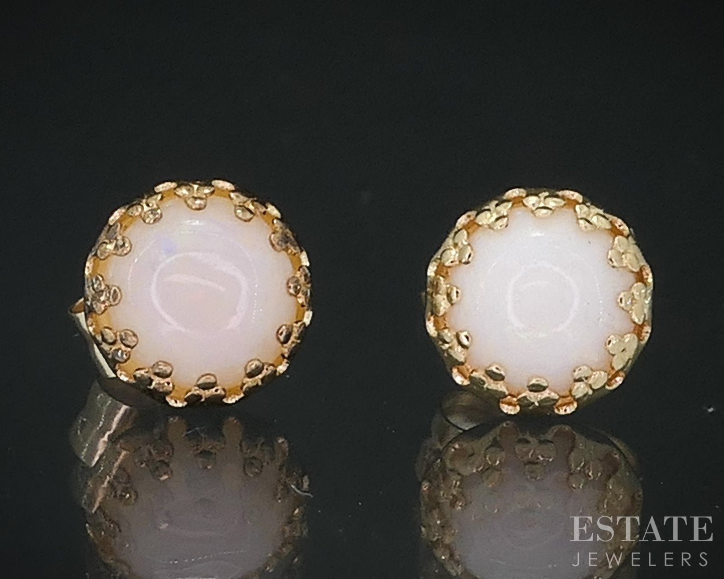 14k Yellow Gold Natural Opal Stud Earrings i18608b