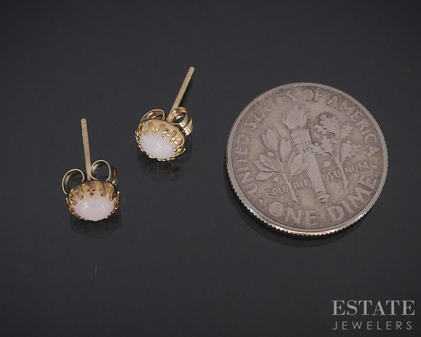 14k Yellow Gold Natural Opal Stud Earrings i18608b