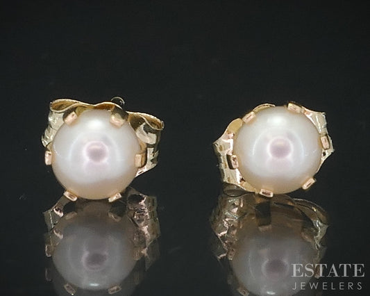 14k Yellow Gold 4mm Cultured Pearl Stud Earrings i18606b
