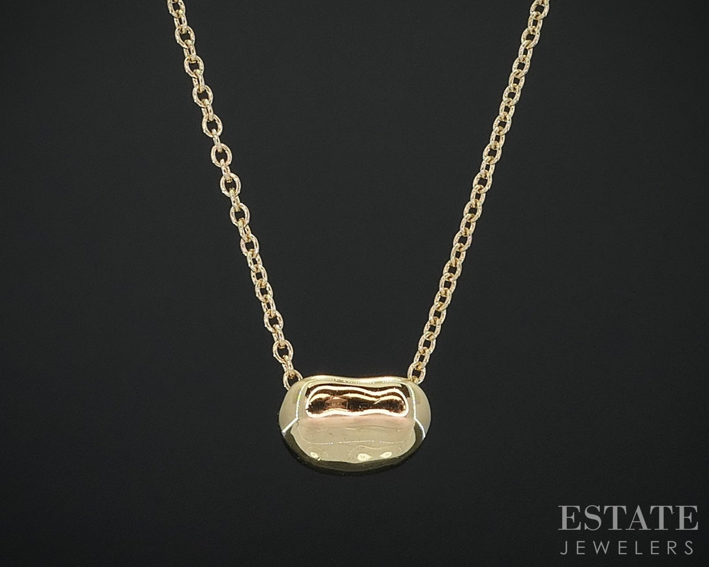 18k Yellow Gold Tiffany & Co. Elsa Peretti Small Bean Necklace 1.9g 16"L i18565