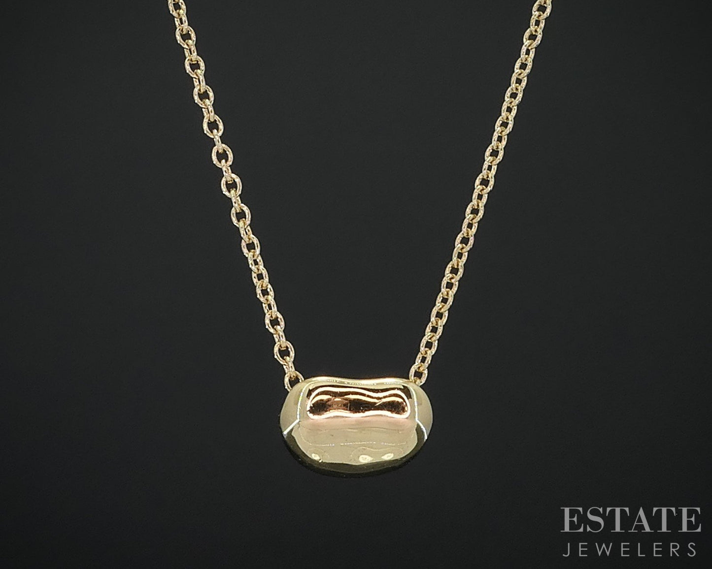 18k Yellow Gold Tiffany & Co. Elsa Peretti Small Bean Necklace 1.9g 16"L i18565