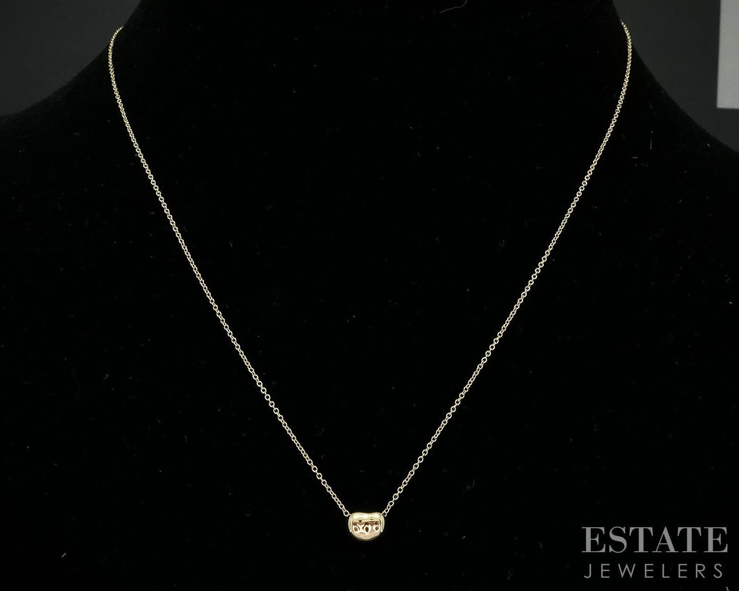 18k Yellow Gold Tiffany & Co. Elsa Peretti Small Bean Necklace 1.9g 16"L i18565