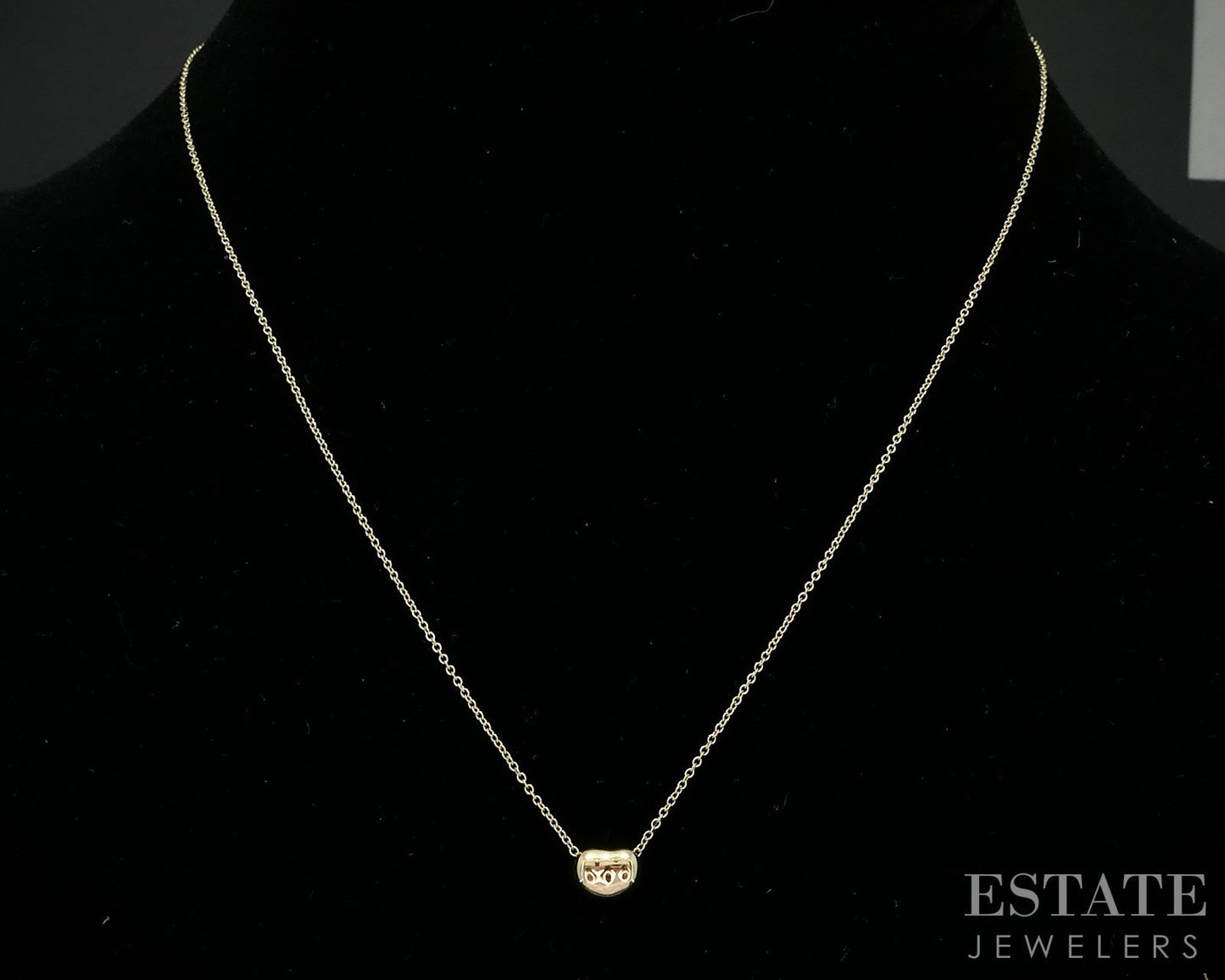 18k Yellow Gold Tiffany & Co. Elsa Peretti Small Bean Necklace 1.9g 16"L i18565