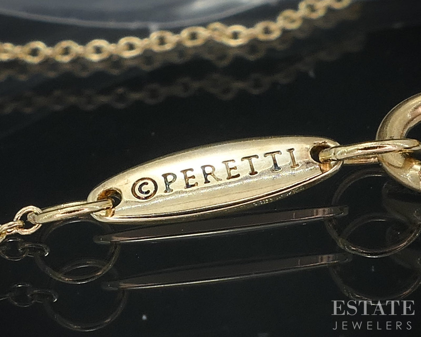 18k Yellow Gold Tiffany & Co. Elsa Peretti Small Bean Necklace 1.9g 16"L i18565