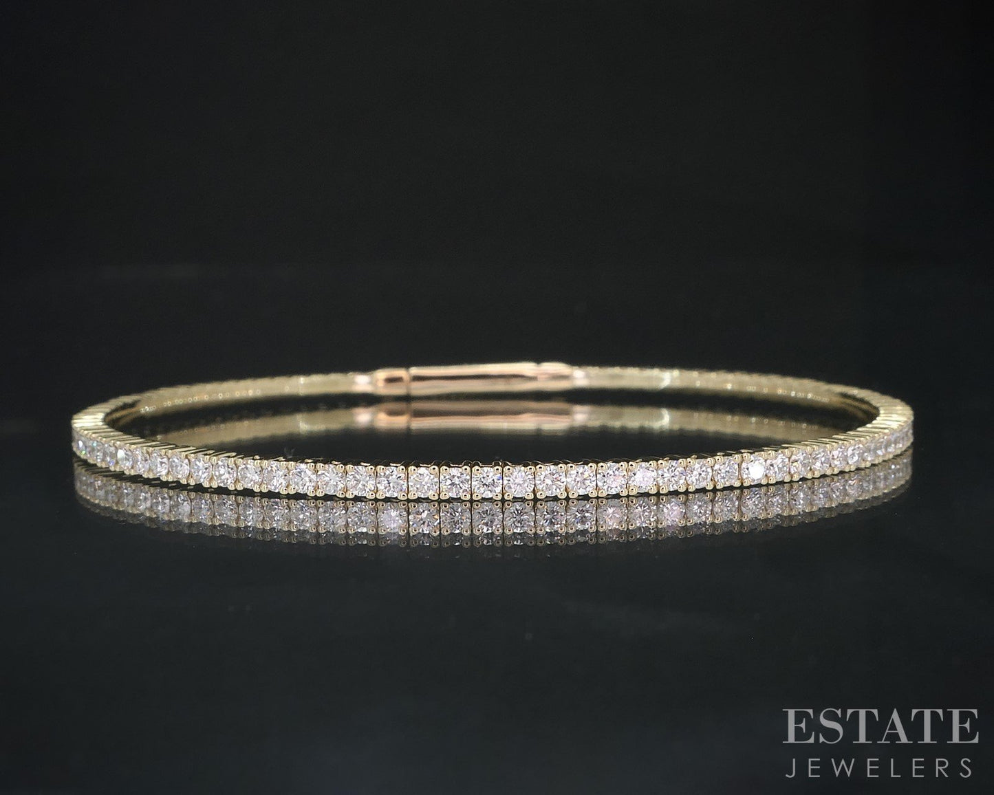14k Yellow Gold Lab Created 2ctw Diamond Flex Bangle Bracelet 6.8g i18614