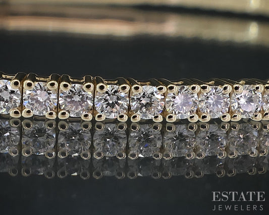 14k Yellow Gold Lab Created 2ctw Diamond Flex Bangle Bracelet 6.8g i18614