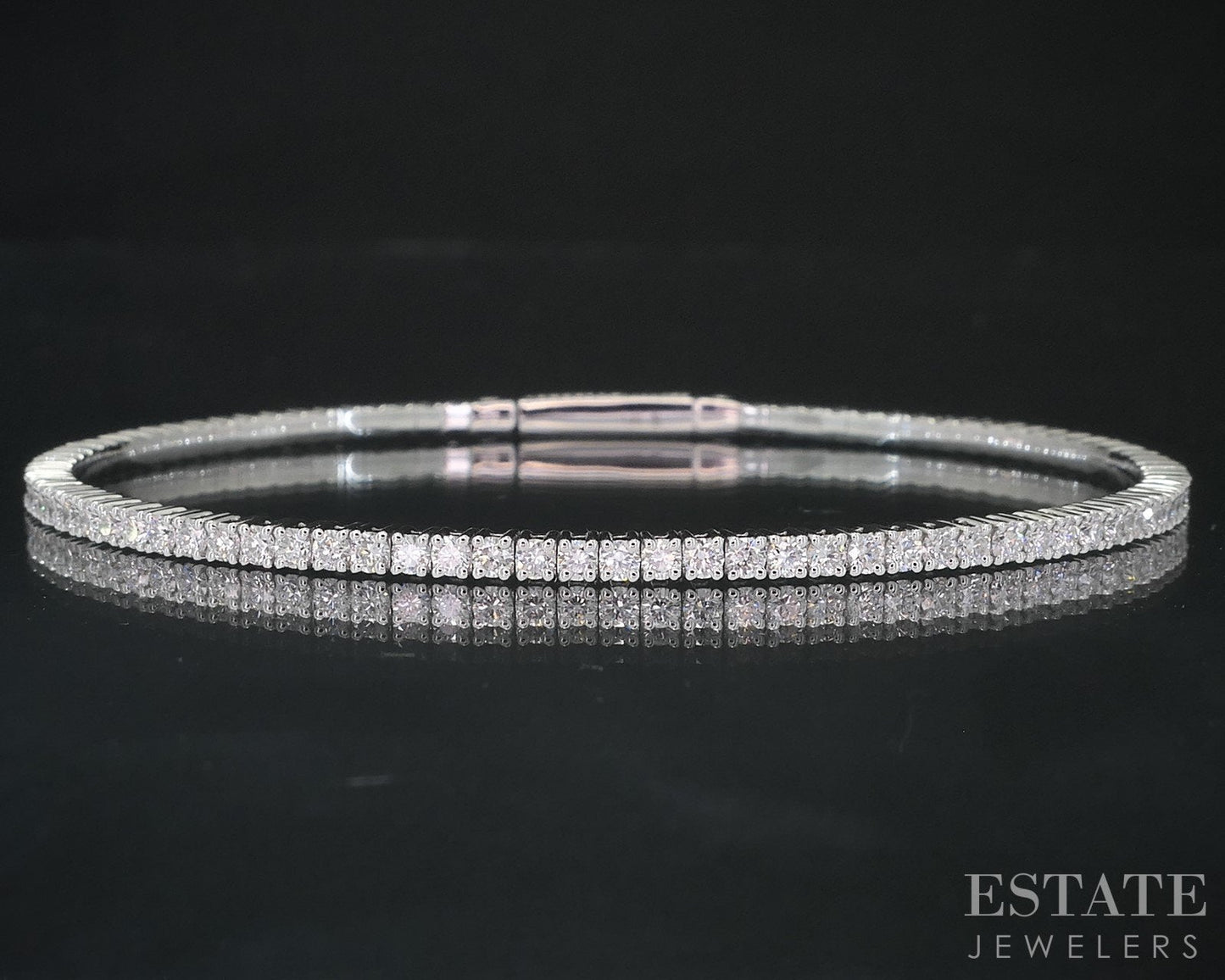 14k White Gold Lab Created 2ctw Diamond Flex Bangle Bracelet 6.9g i18613