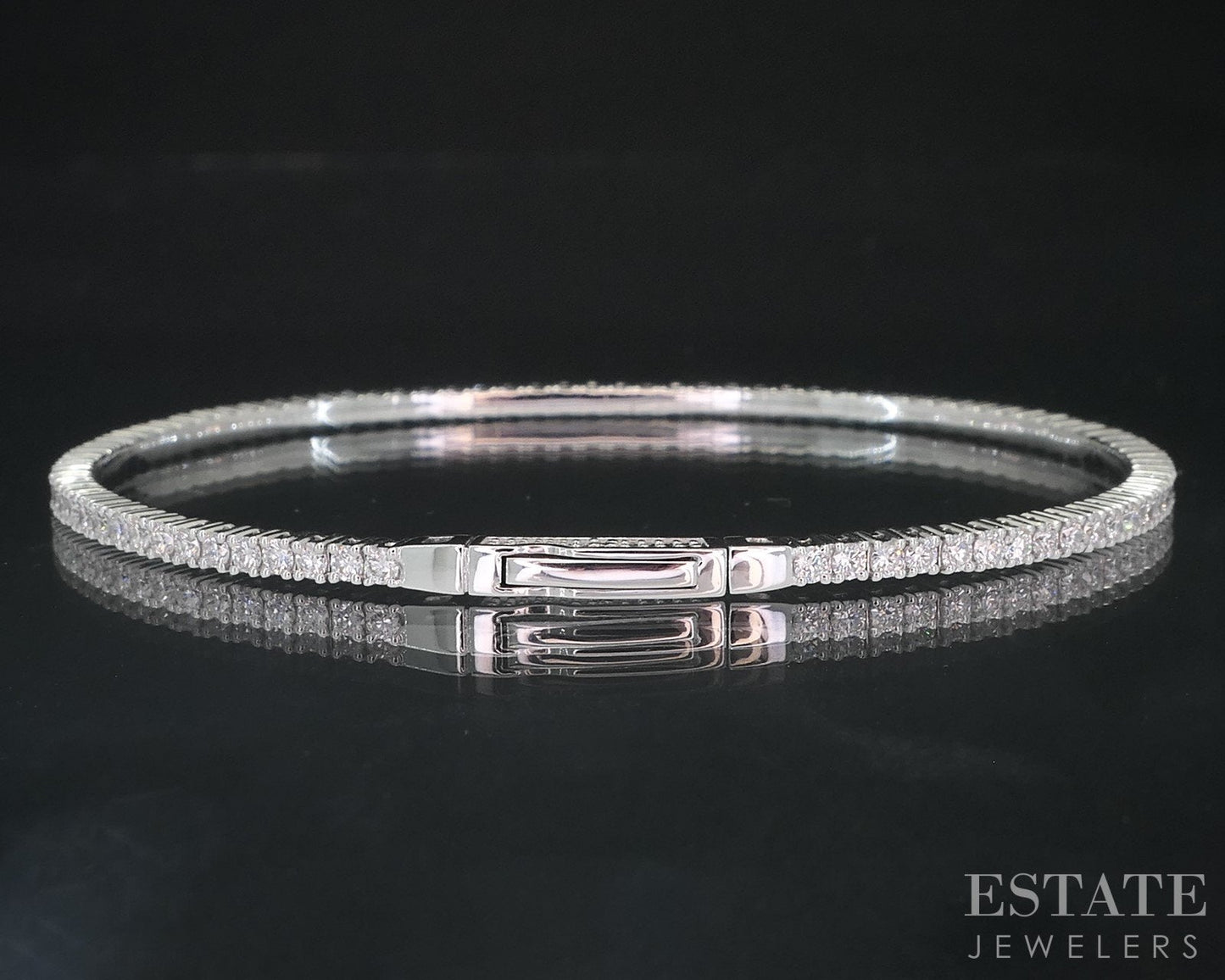14k White Gold Lab Created 2ctw Diamond Flex Bangle Bracelet 6.9g i18613