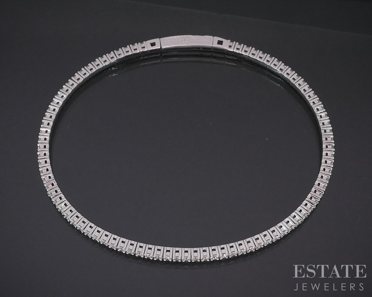 14k White Gold Lab Created 2ctw Diamond Flex Bangle Bracelet 6.9g i18613